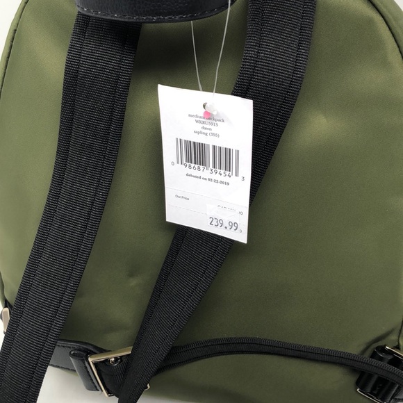 NWT Kate spade medium nylon backpack green - Picture 4 of 6